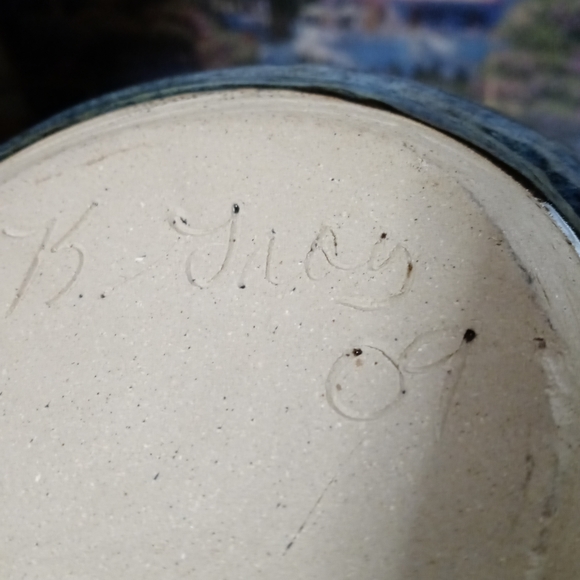 Karen Gray Handmade pottery chip and dip bowl πNWOT,12"Γ8",Nice Gift. π - Picture 5 of 11